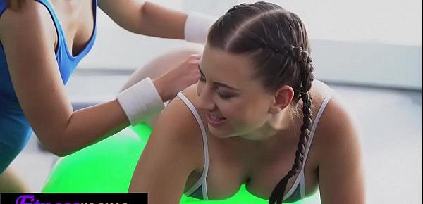  Fitness Rooms Big tits young Icelandic babe facesitting in sweaty leotard